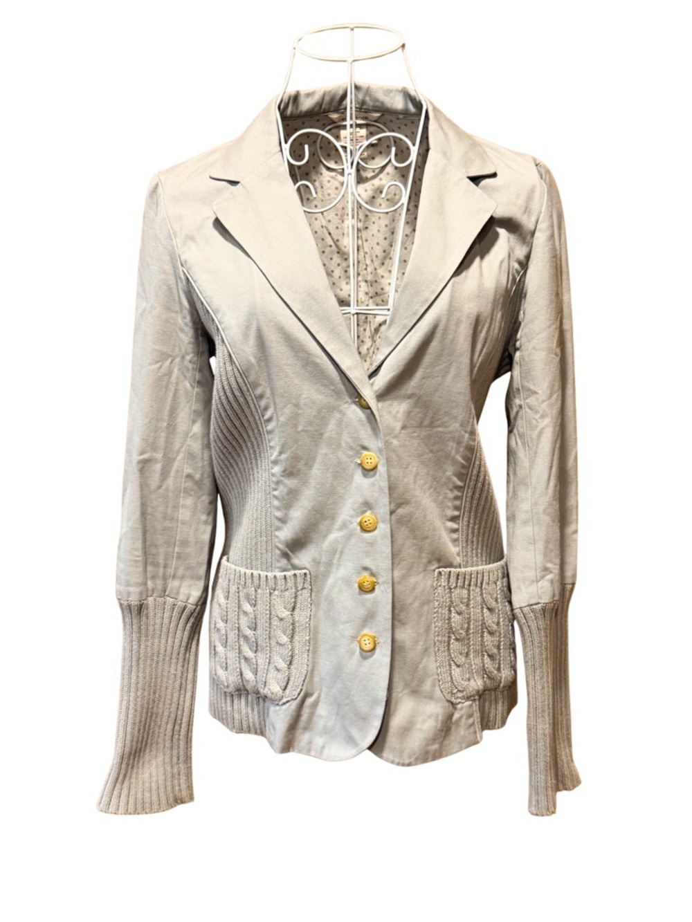 Sundance Size 4 Mixed Media Blazer Cable Knit Sweater Combo Jacket